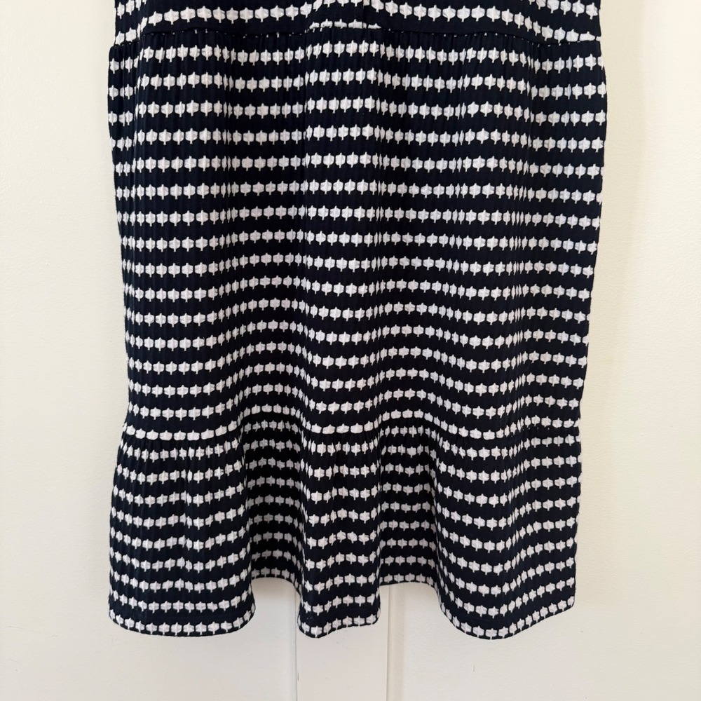 Loft Jacquard Dress Navy Blue White Button V-Neck Sleeveless Dress XSP XS Petite - Picture 8 of 14